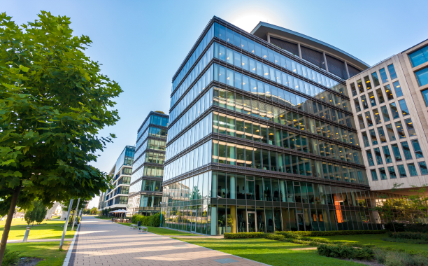 Large office building with glass façade 